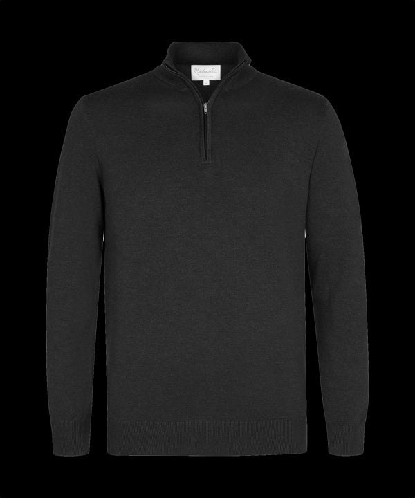 Zwarte trui met halflange zip